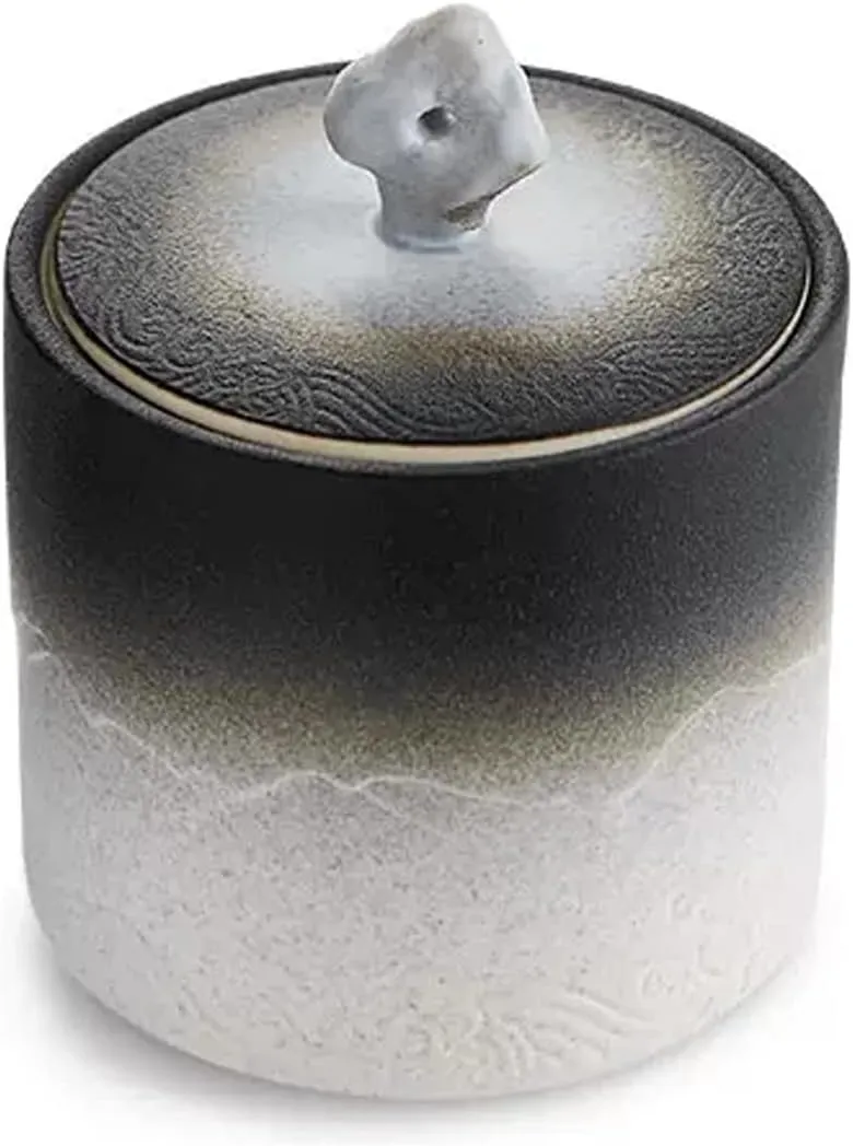 Caddy Antique Style Porcelain Tea Tin Matte Kiln Glazed Surface Ceramic Tea Storage Containers with Airtight Lid Food Storage Container for Tea Coffee Herb Spices Sugar and More Storage