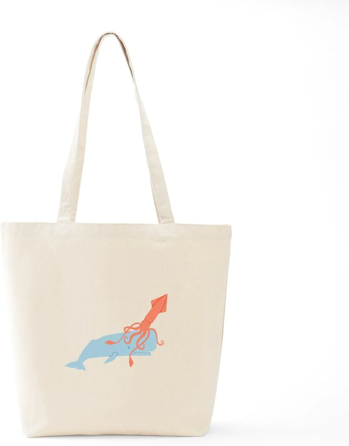 CafePress Squid & Whale Tote Bag Reusable Natural Beige Canvas Shopping Bag