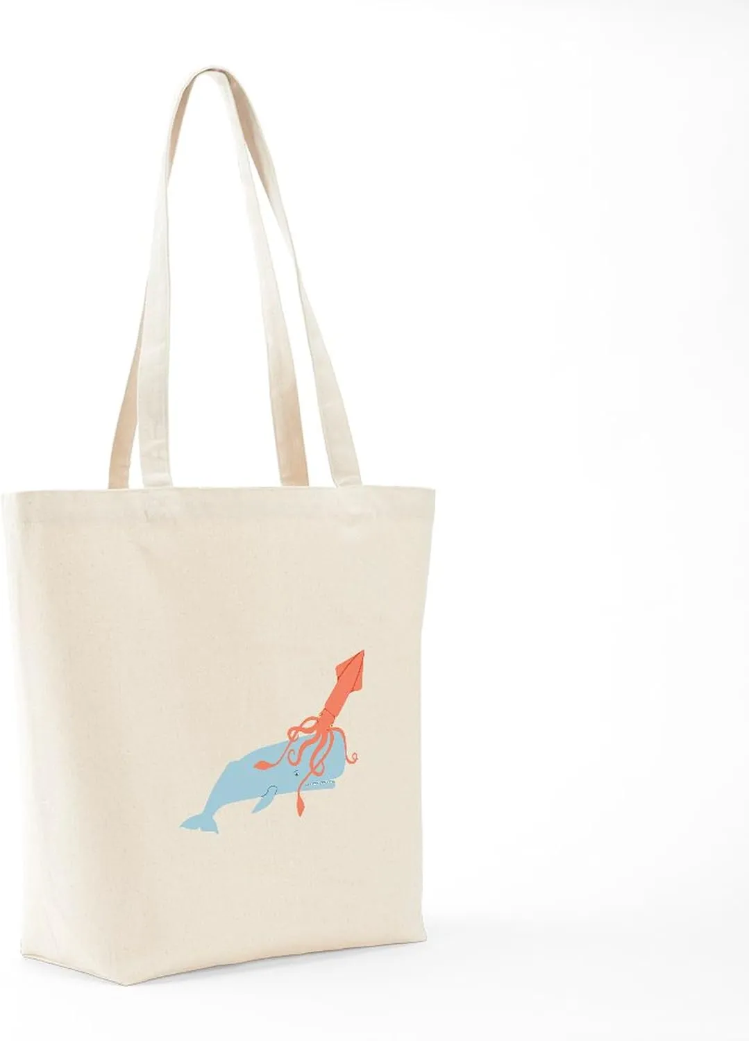 CafePress Squid & Whale Tote Bag Reusable Natural Beige Canvas Shopping Bag
