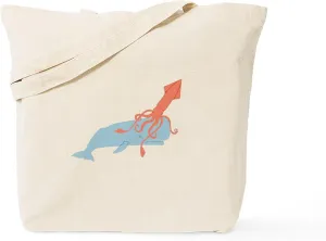 CafePress Squid & Whale Tote Bag Reusable Natural Beige Canvas Shopping Bag
