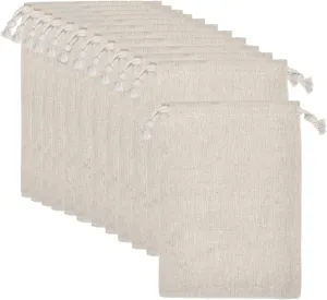 calary 50pcs 5x6.9 Inch Double Canvas Drawstring Bag Cotton Pouch Gift Sachet Bags Muslin Reusable Tea Bag
