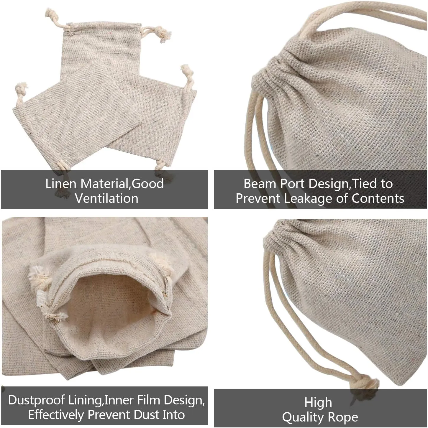 calary 50pcs 5x6.9 Inch Double Canvas Drawstring Bag Cotton Pouch Gift Sachet Bags Muslin Reusable Tea Bag