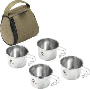 CAMPINGMOON 304 Stainless Steel Small Little Camping Coffee Mug Cup 160ml S-180 (4pcs set/w bag)