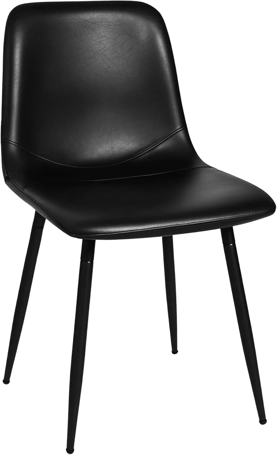 CangLong Black Dining Chairs , PU Leather Modern Armless Kitchen Dining Room Chairs , Upholstered Accent Side Chairs with Metal Legs for Kitchen & Living Room , Set of 1