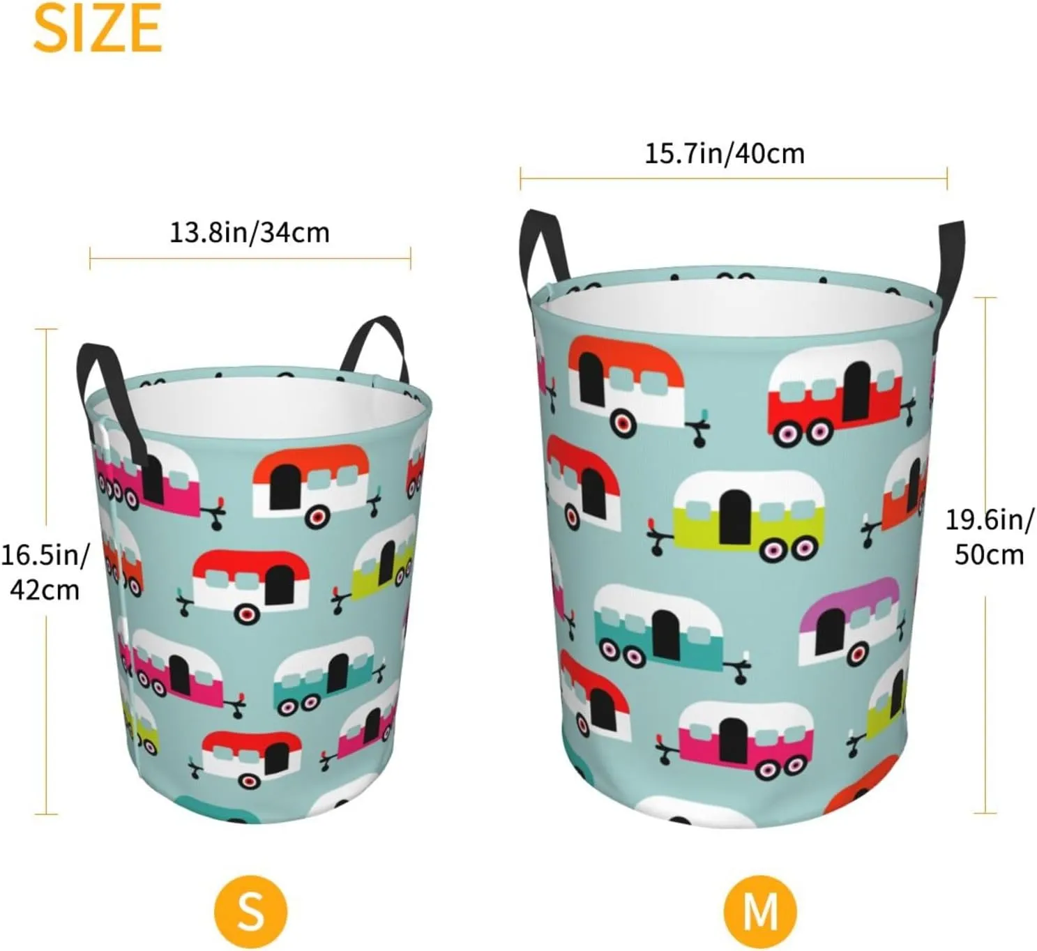 caravan Large Laundry Basket Collapsible Laundry Baskets With Handles Round Laundry Hamper Storage Basket, Waterproof Hamper For Laundry Bag Travel Dirty Clothes Basket laundry