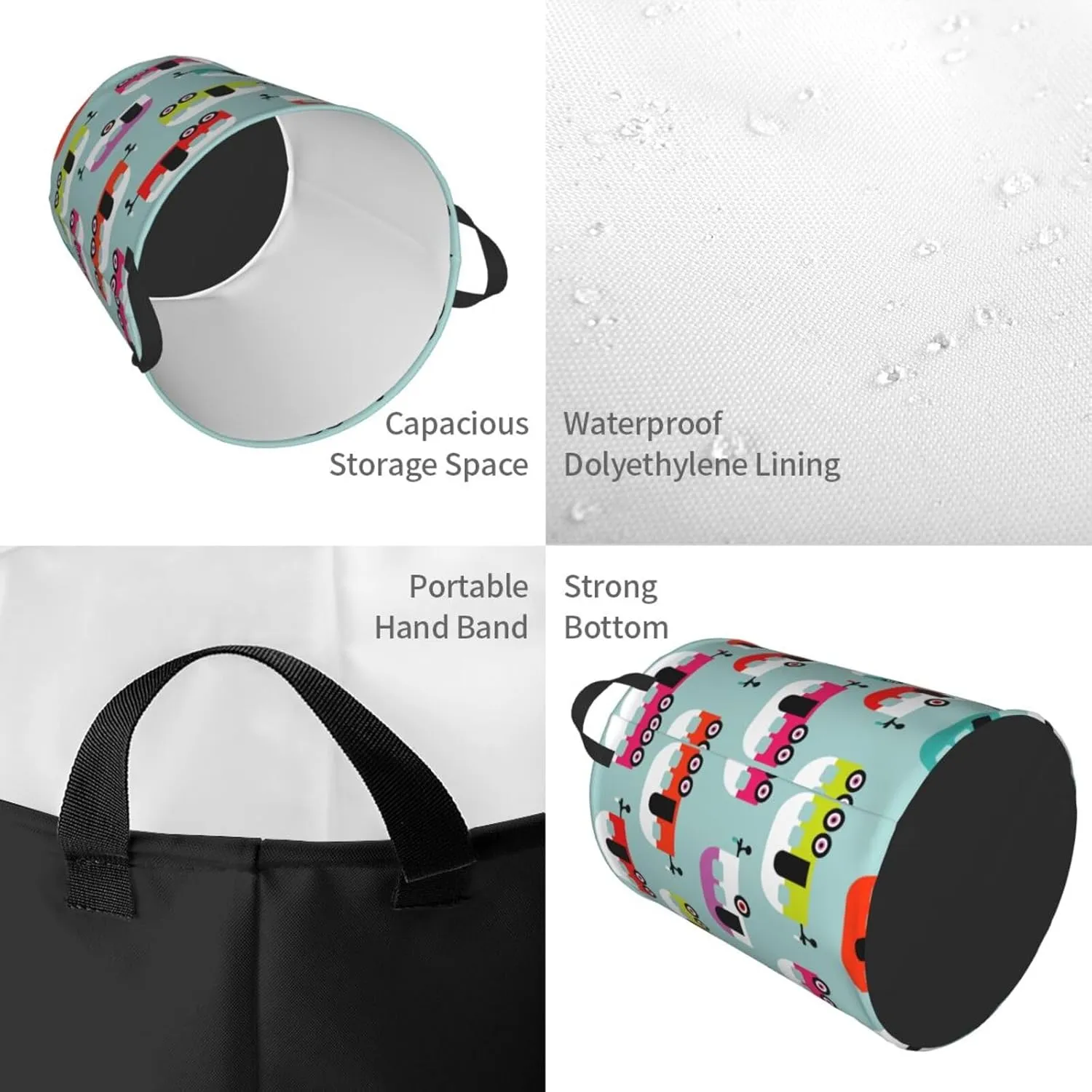 caravan Large Laundry Basket Collapsible Laundry Baskets With Handles Round Laundry Hamper Storage Basket, Waterproof Hamper For Laundry Bag Travel Dirty Clothes Basket laundry