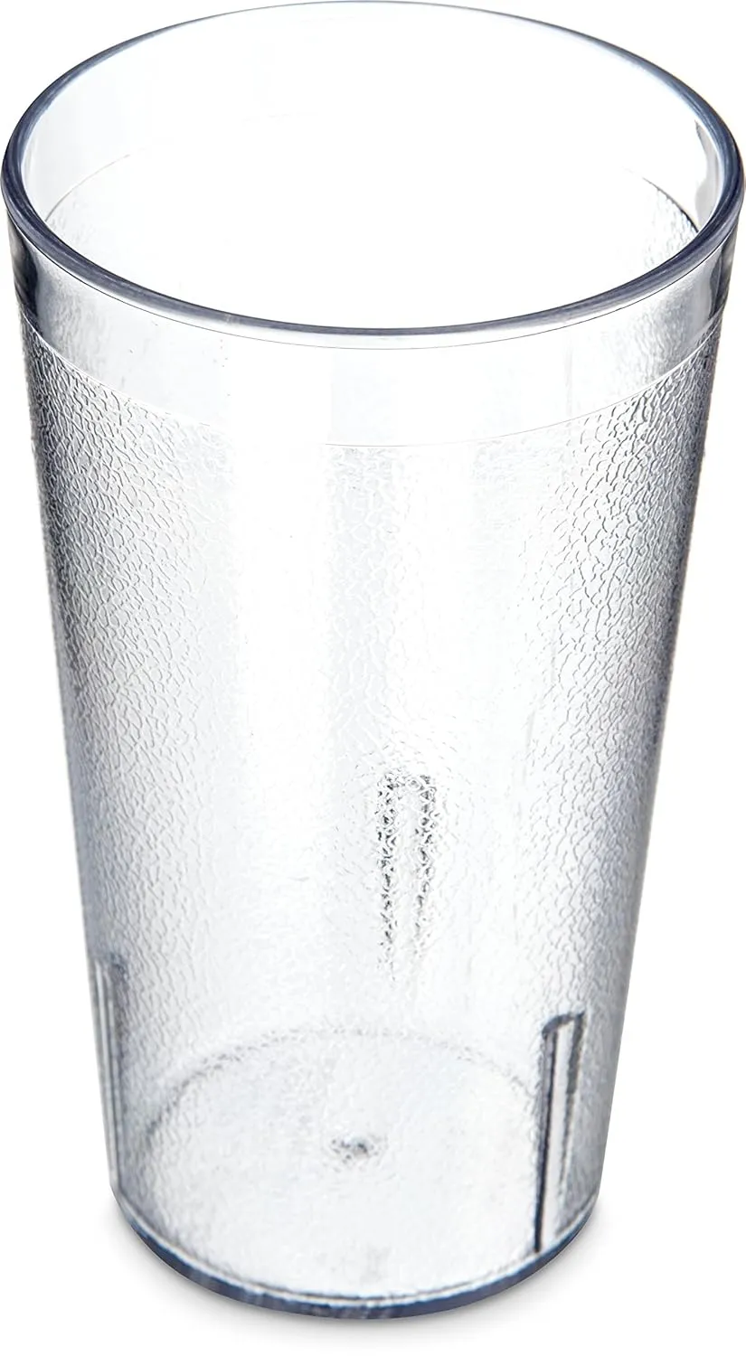 Carlisle FoodService Products Stackable Tumbler with Pebbled Exterior for Restaurants, Cafeterias, And Fast Food, Plastic, 12 Ounces, Clear, (Pack of 24)