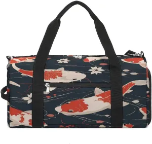 Carp Fishes Pond Gym Bag Travel Duffel Bag Sports Tote Bag Workout Bag Weekender Bag for Women Men