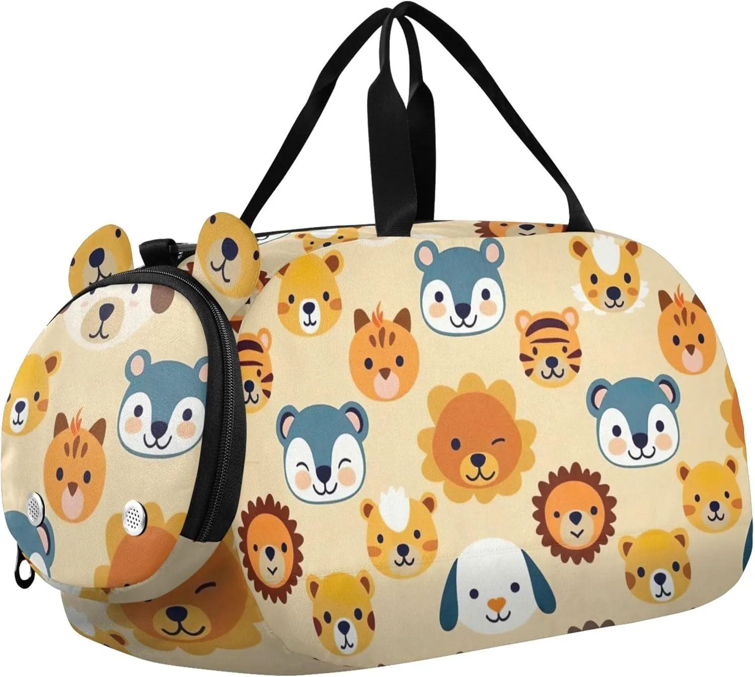 Carry on Duffel Bag Boys Weekender Overnight Adorable Animal Yellow Girls Duffle Bags for Travel with Shoe Compartment