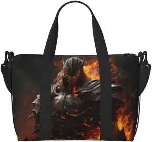 Carry On Duffle Bags Overnight Weekender Bags for Women, Cool Flame Warrior Personal Item Travel Bag, Travel Essentials Sport Gym Bag for Men Women