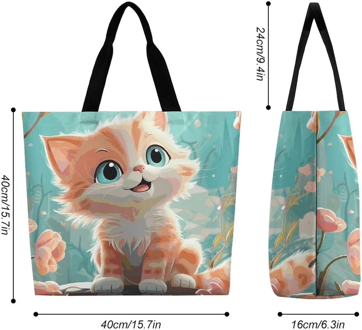 Cartoon Cute Otter Tote Bag for Women Reusable Grocery Shoulder Bag Shopping Bags for Travel, Groceries