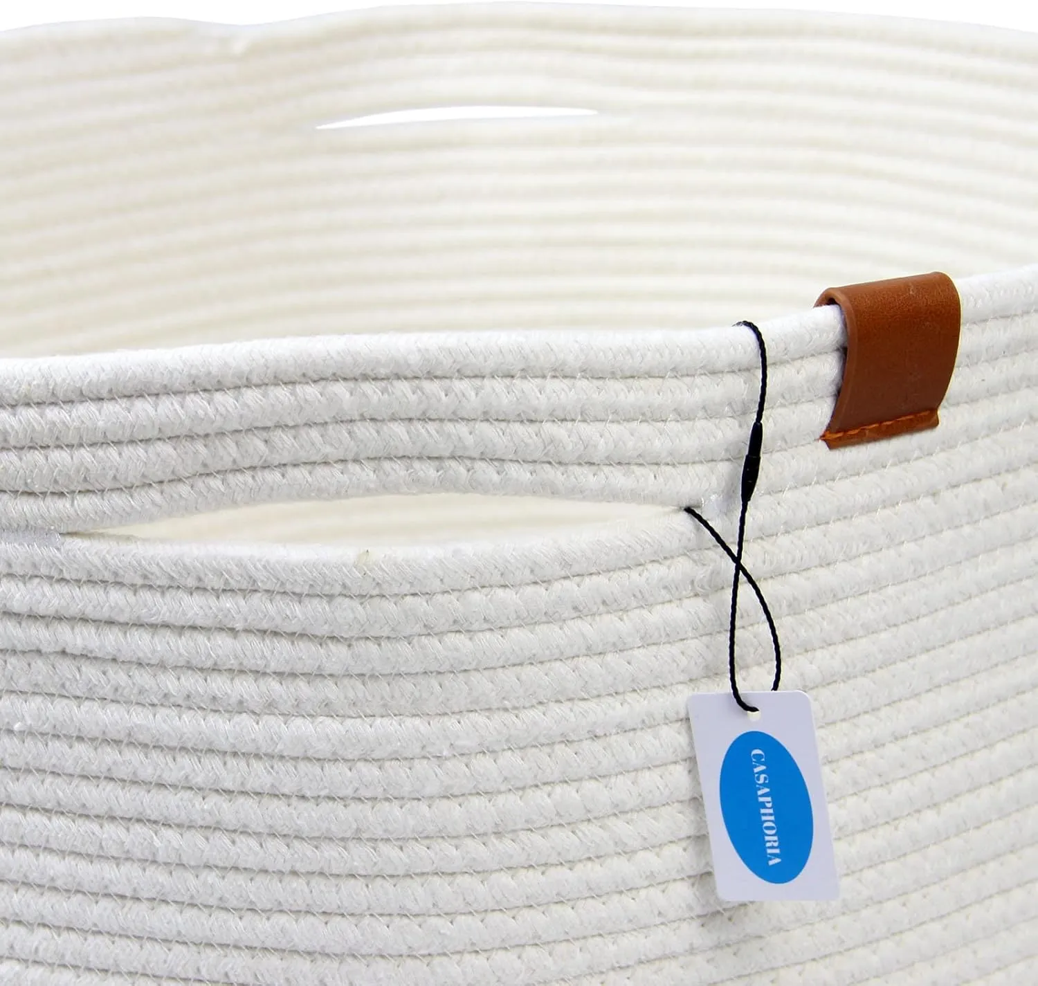 Casaphoria XXXLarge Cotton Rope Basket for Living Room - Woven Storage Basket with Handle for Blankets, Towels and Pillows Laundry Hamper | cream white (21" x 21" x 13.8")