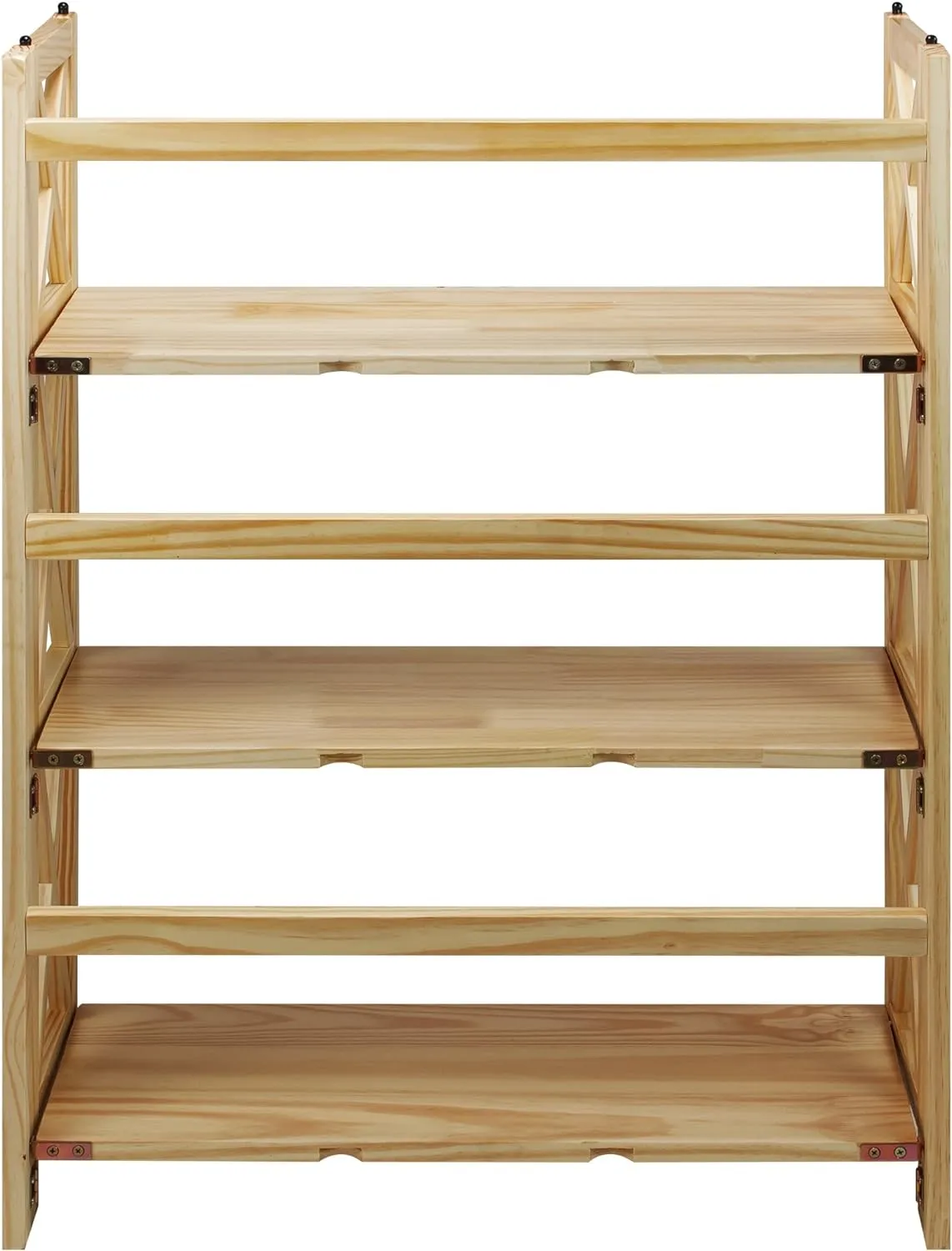Casual Home Montego 3-Shelf Folding Bookcase, Natural , 27.5" Wide