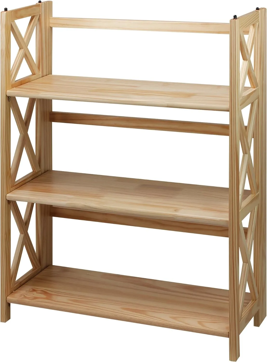 Casual Home Montego 3-Shelf Folding Bookcase, Natural , 27.5" Wide