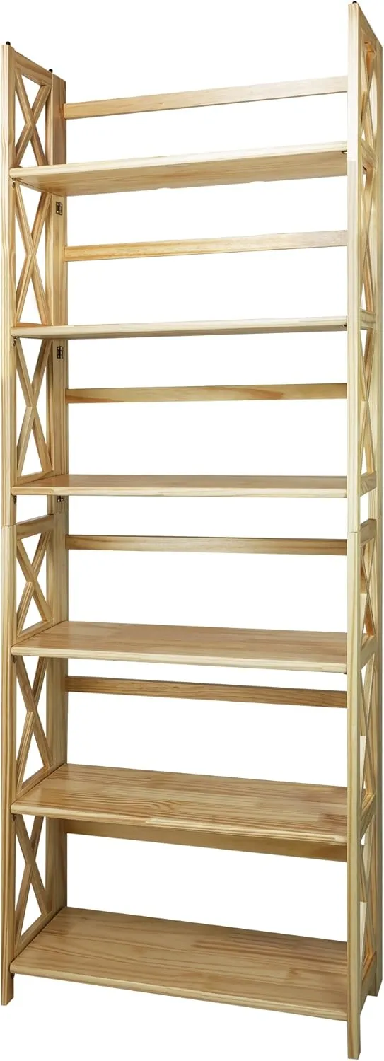 Casual Home Montego 3-Shelf Folding Bookcase, Natural , 27.5" Wide