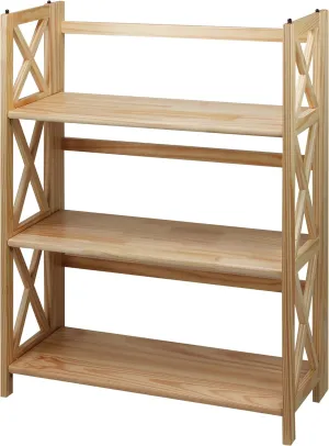 Casual Home Montego 3-Shelf Folding Bookcase, Natural , 27.5" Wide