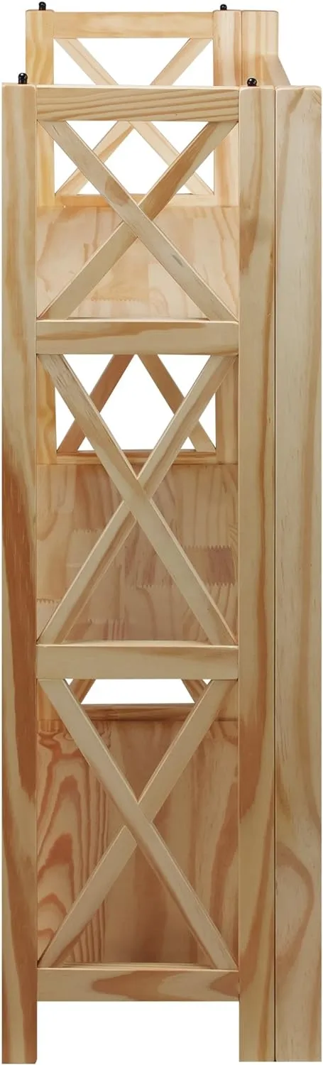 Casual Home Montego 3-Shelf Folding Bookcase, Natural , 27.5" Wide