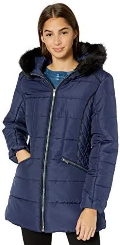 Celebrity Pink Men's Warm Winter Coat with Faux Trimmed Hood