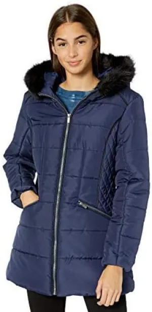 Celebrity Pink Men's Warm Winter Coat with Faux Trimmed Hood