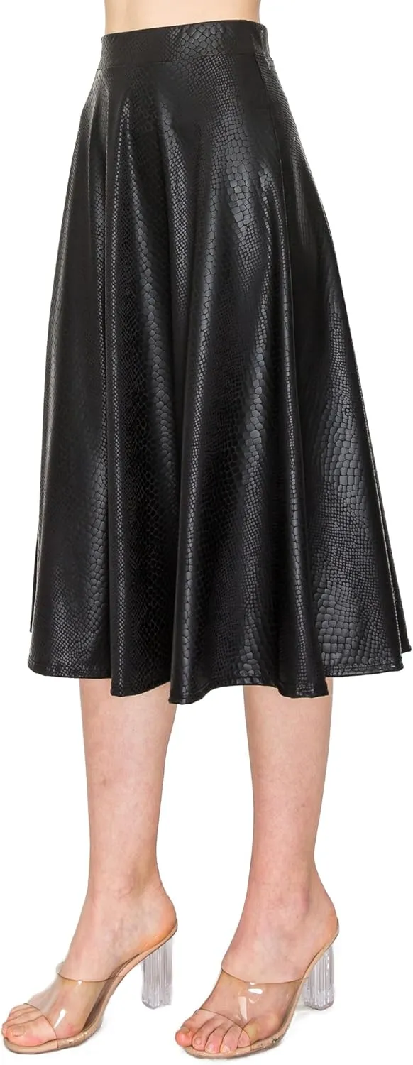 Cemi Ceri Women's J2 Love Faux Leather Flare Skirt
