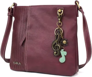 CHALA Laser Cut Crossbody Faux Leather Plum