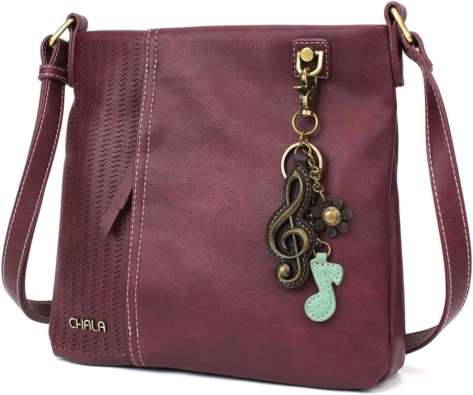 CHALA Laser Cut Crossbody Faux Leather Plum