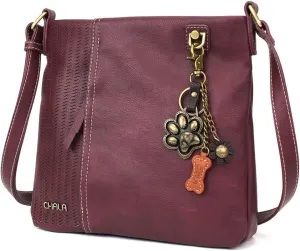 CHALA Laser Cut Crossbody Faux Leather Plum