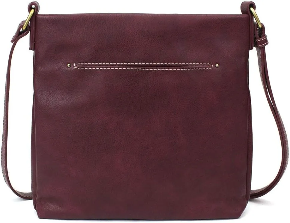 CHALA Laser Cut Crossbody Faux Leather Plum