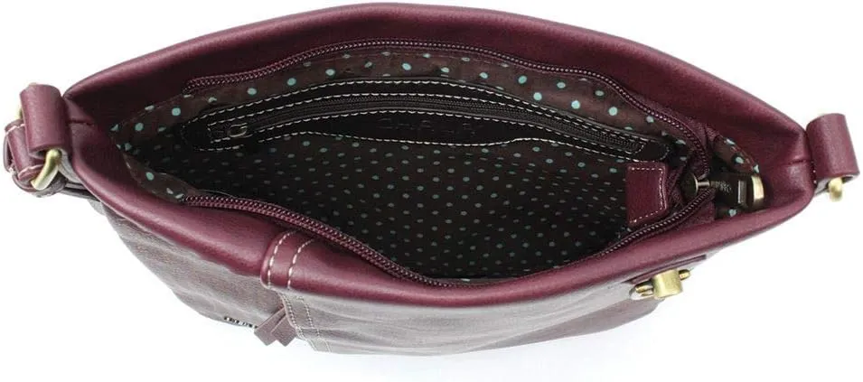 CHALA Laser Cut Crossbody Faux Leather Plum