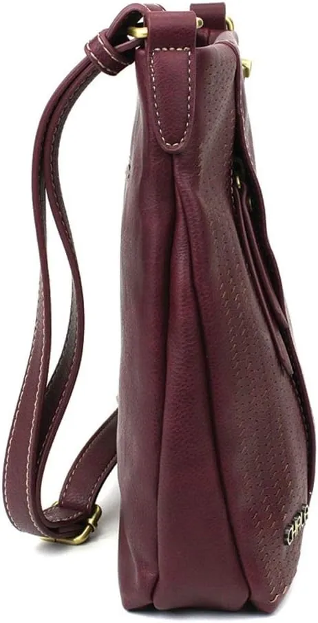 CHALA Laser Cut Crossbody Faux Leather Plum