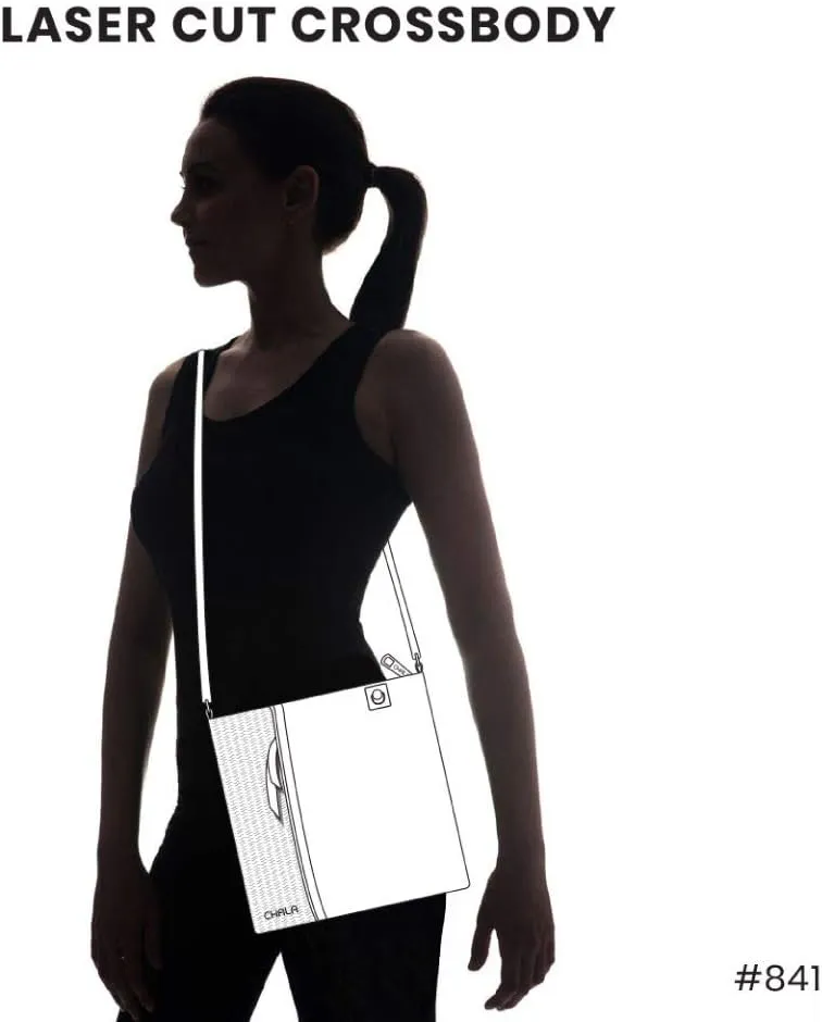 CHALA Laser Cut Crossbody Faux Leather Plum
