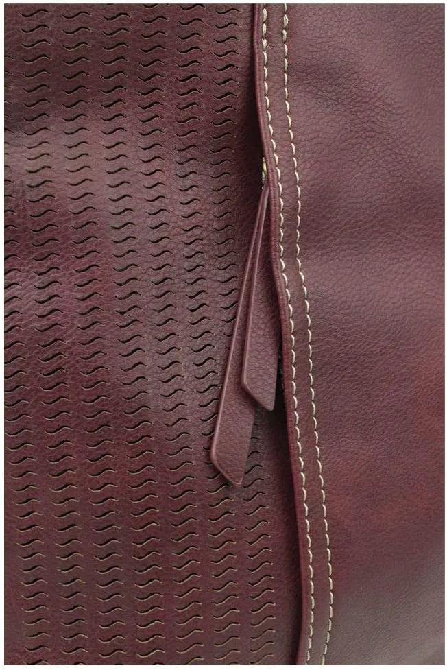 CHALA Laser Cut Crossbody Faux Leather Plum