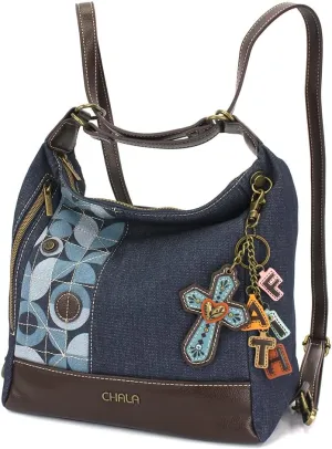 CHALA Retro Convertible Purse - Charming Charms Cross FAITH - Denim