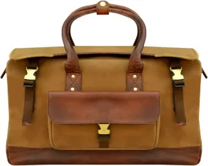 CHALLENGER Handcrafted Black Canvas Leather Carry-On Travel Weekender Duffle Bag 18SKD02