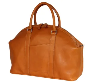 Chapel Tote Bag Real Leather Handmade in Italy | Handbag Purse Duffle Briefcase Vegetable Tanned Leather (Amber)