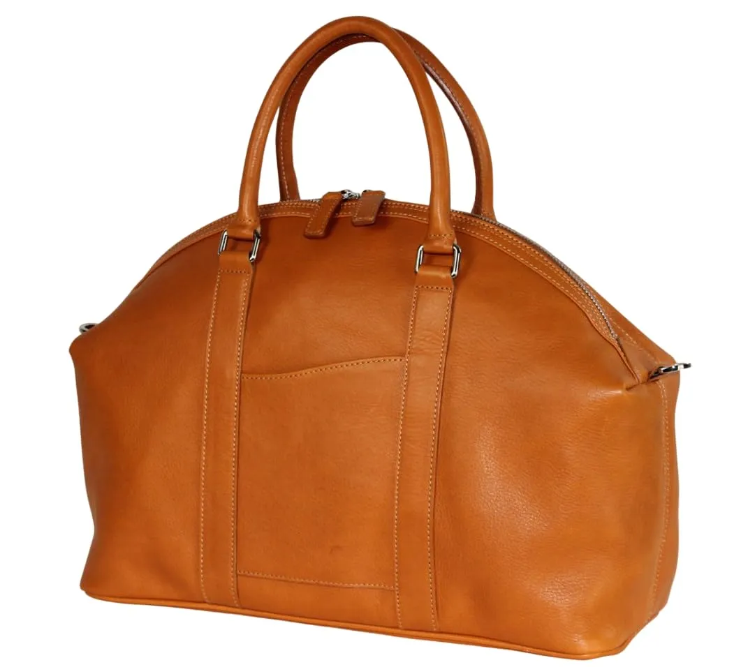 Chapel Tote Bag Real Leather Handmade in Italy | Handbag Purse Duffle Briefcase Vegetable Tanned Leather (Amber)