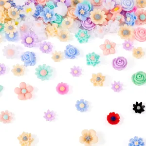 Cheriswelry Resin Flower Flatback Cabochons Undrilled Mini Floral Charms DIY Embellishments Scrapbooking Hairpins Phone Case for Earring Jewelry Making Supplies (3 Bags, About 150Pcs)