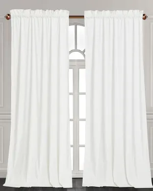 Chezmoi Collection Lux Cream White Crushed Velvet Curtains 2 Panel Set - 72 inches Long Room Darkening Luxury Distressed Velvet Rod Pocket Window Drapes for Living Room Bedroom 50" W x 72" L