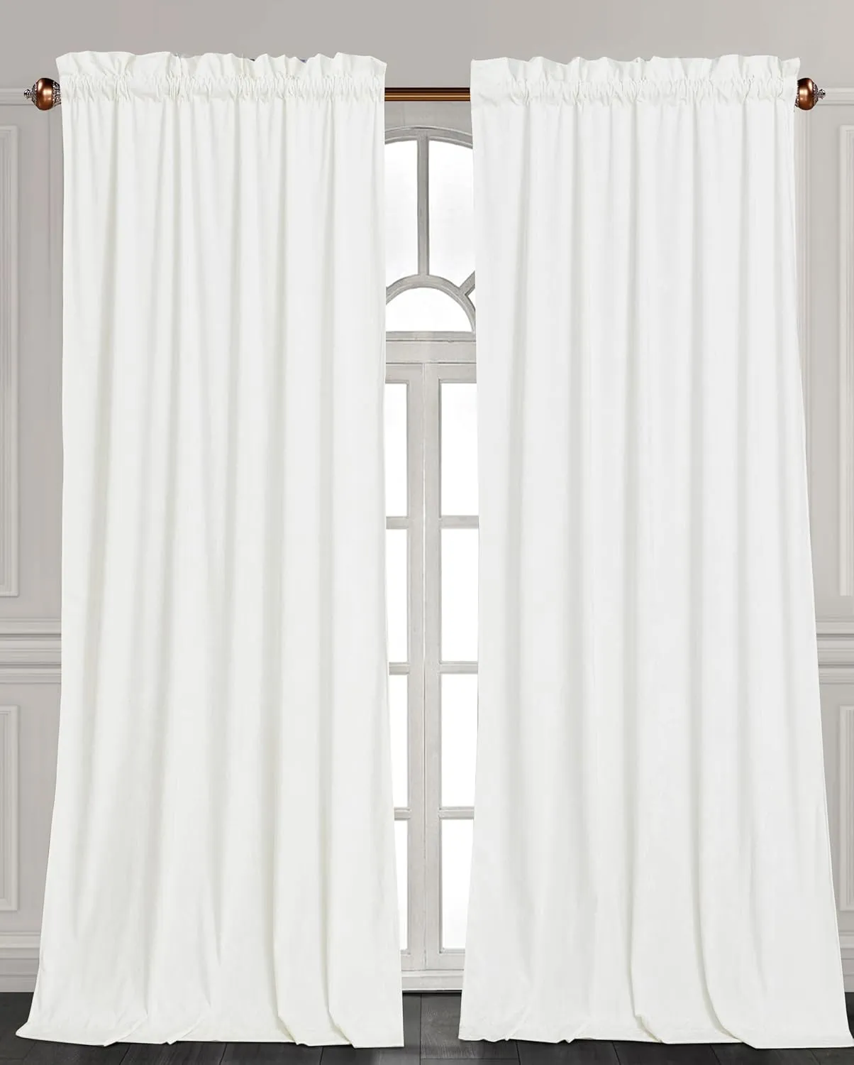 Chezmoi Collection Lux Cream White Crushed Velvet Curtains 2 Panel Set - 72 inches Long Room Darkening Luxury Distressed Velvet Rod Pocket Window Drapes for Living Room Bedroom 50" W x 72" L
