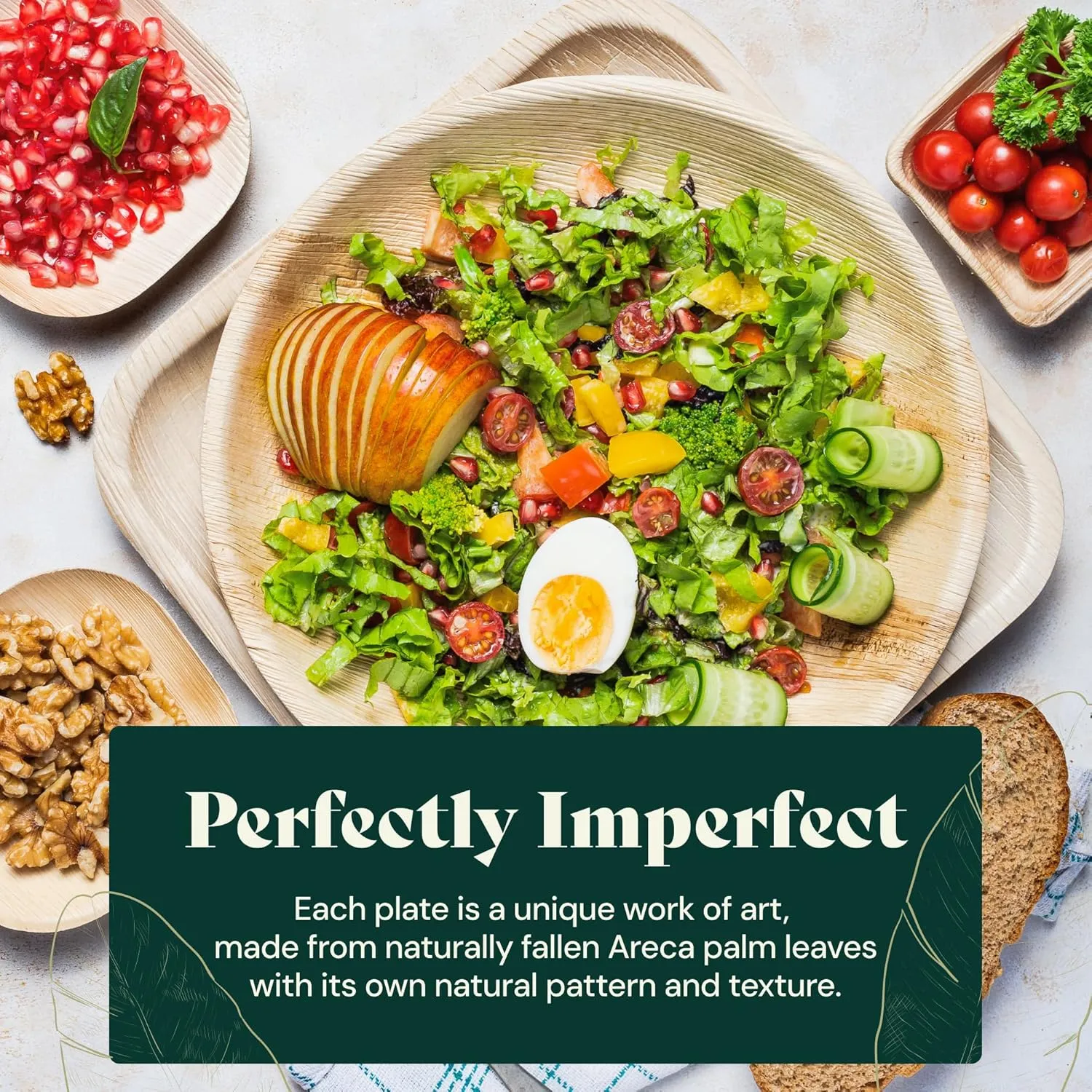Chic Leaf Palm Leaf Disposable Bamboo Plates - Round Party Plates for Parties & Event Appetizers - Biodegradable & Compostable - Party Supplies (10''   7'', 48 Pack)