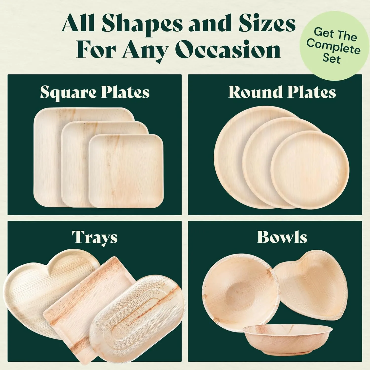 Chic Leaf Palm Leaf Disposable Bamboo Plates - Round Party Plates for Parties & Event Appetizers - Biodegradable & Compostable - Party Supplies (10''   7'', 48 Pack)