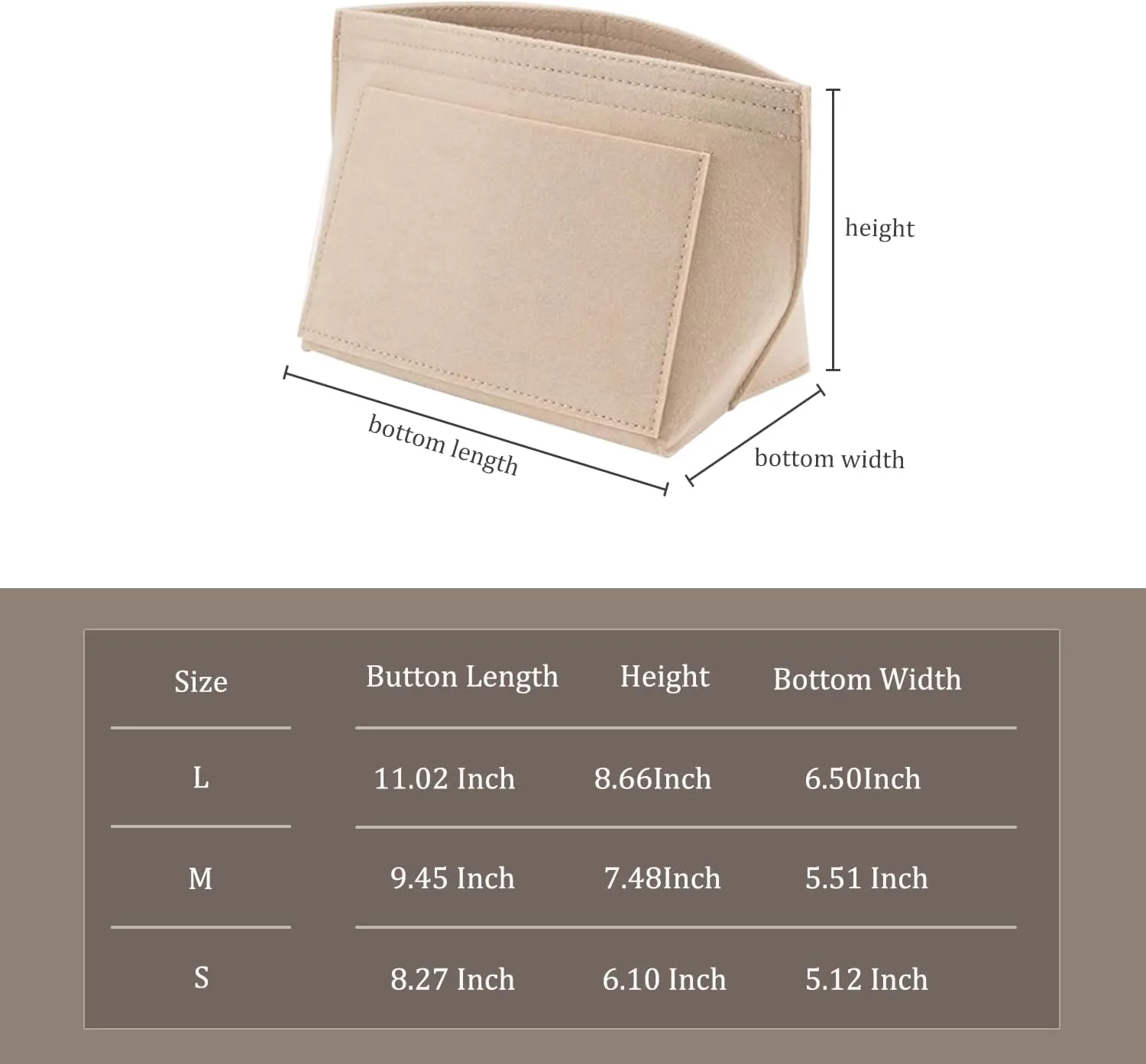 Chispee Felt Purse Organizer Insert Luxury Handbag Organizers for Longchamp Organizer Insert Divider Pocket & Zipper Inner Bag Liner fit Large, Beige