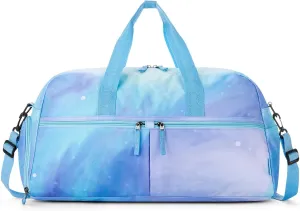 Choco Mocha Girls Duffle Bag for Travel Sports Duffle Bag with Shoe Compartment Gym Duffle Tote Bag Dance Duffle Bags for Teen Girls Galaxy Teal