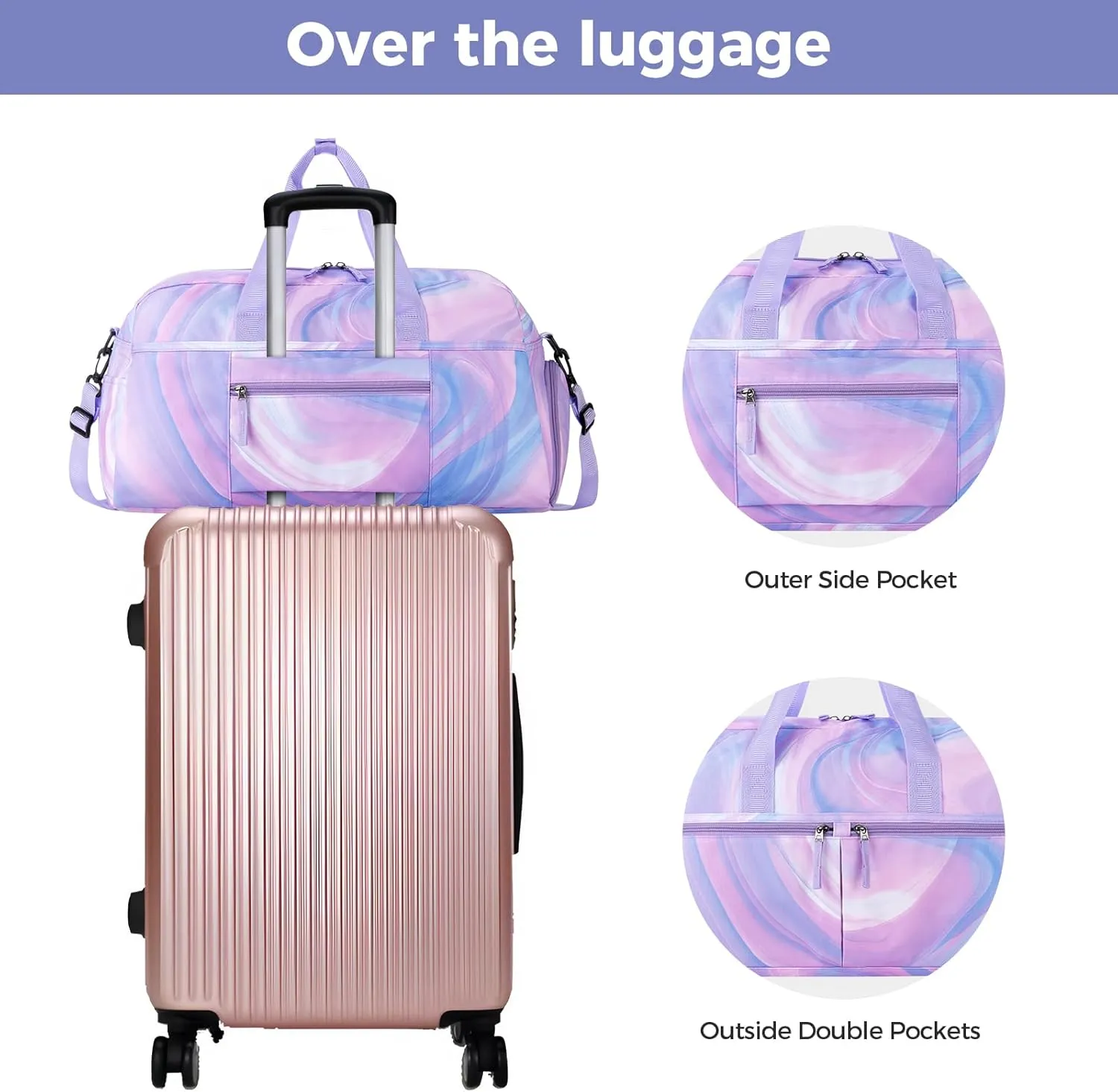 Choco Mocha Girls Duffle Bag for Travel Sports Duffle Bag with Shoe Compartment Gym Duffle Tote Bag Dance Duffle Bags for Teen Girls Galaxy Teal