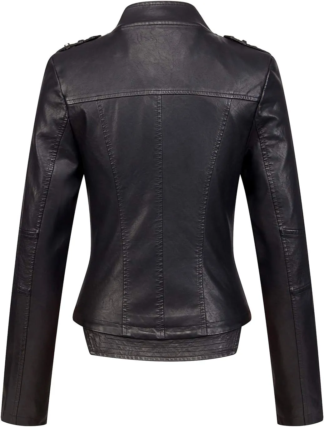 chouyatou Women's Candy Color Asymmetric Zip Slim Faux Leather Cropped Moto Jacket