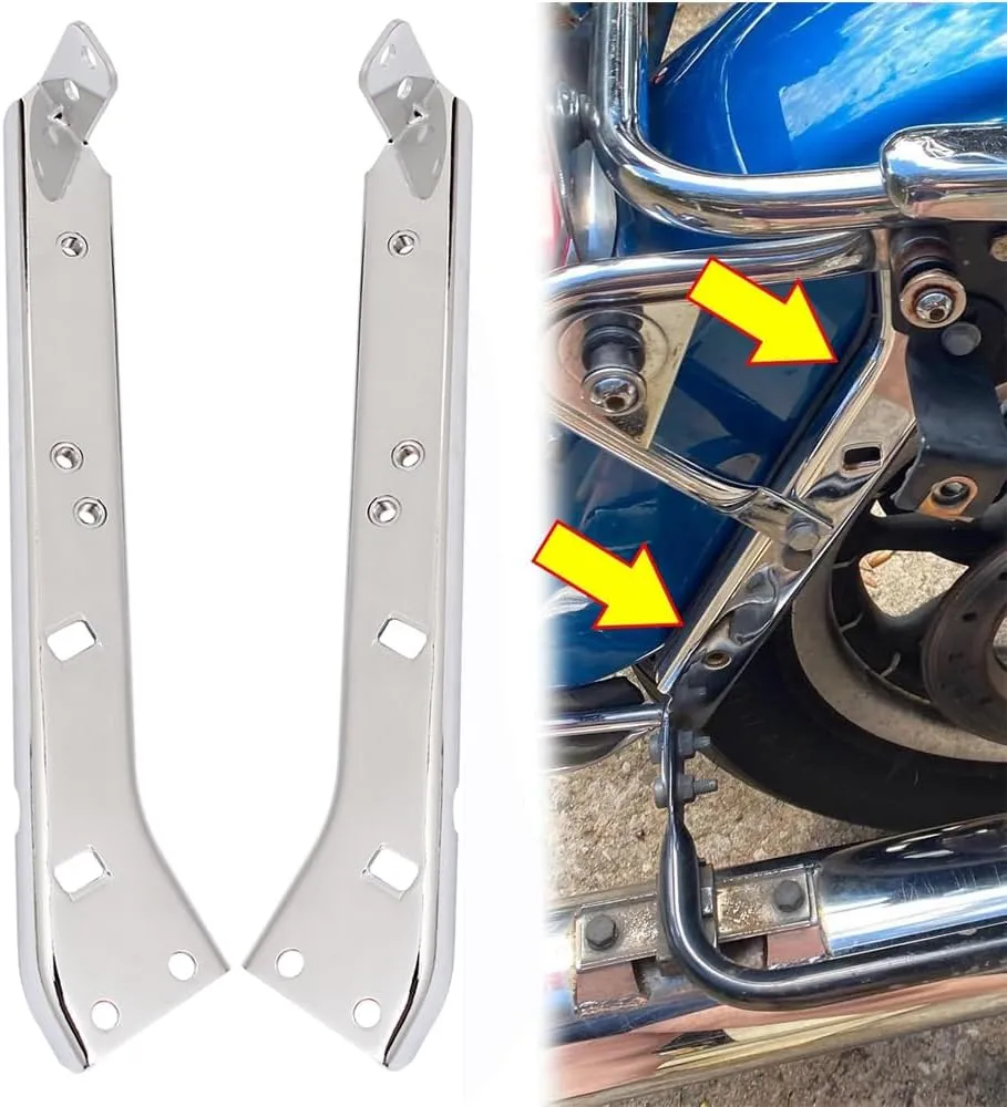Chrome Saddlebag Rail Support Bracket Left & Right Side Fit for Harley Touring FLT FLHT FLHR FLTR FLHX 1985-2008