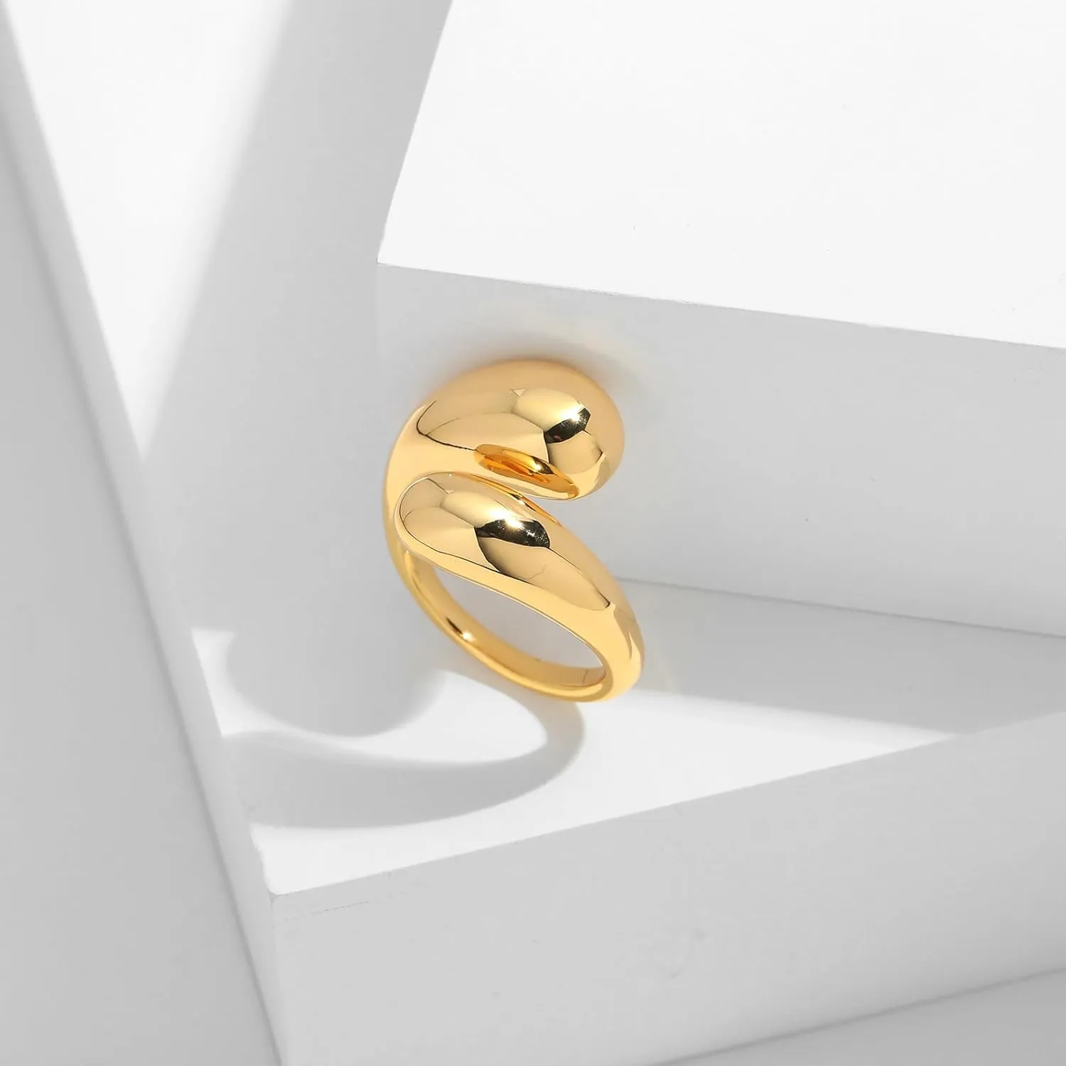 Chunky Open Rings for Women Gold Silver Thick Teardrop Adjustable Rings Bold Statement Rings Simple Stackable Band Rings