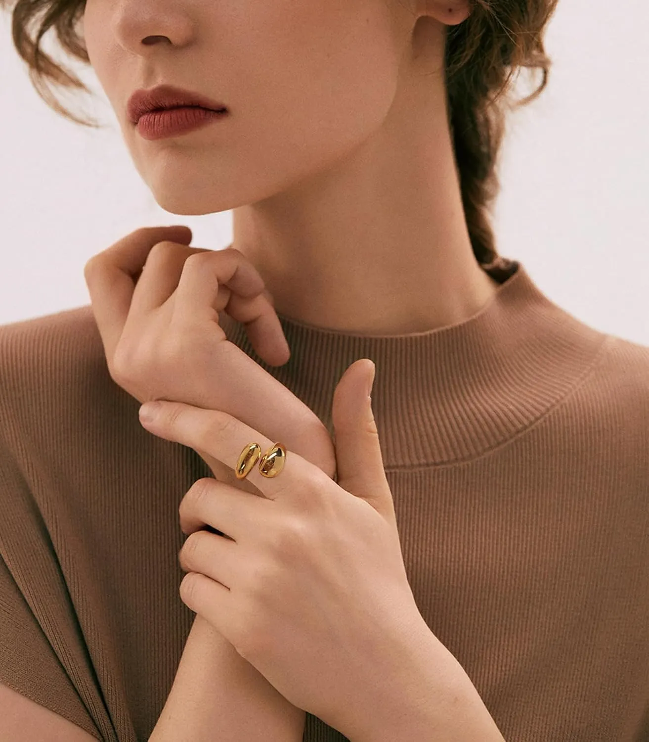 Chunky Open Rings for Women Gold Silver Thick Teardrop Adjustable Rings Bold Statement Rings Simple Stackable Band Rings