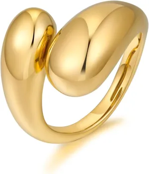 Chunky Open Rings for Women Gold Silver Thick Teardrop Adjustable Rings Bold Statement Rings Simple Stackable Band Rings