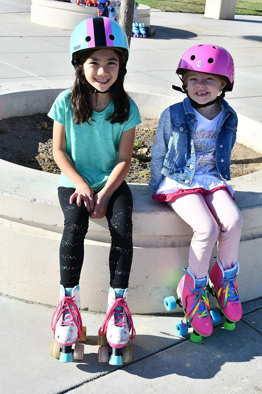 Circle Society Adjustable Kids Roller Skates, Sizes 12-3 & 3-7 US, Indoor & Outdoor Roller Skates, Comfortable Lace-Up Design for Beginners, Fun Gift for Girls, Toddler Quad Skates for Youth & Teens